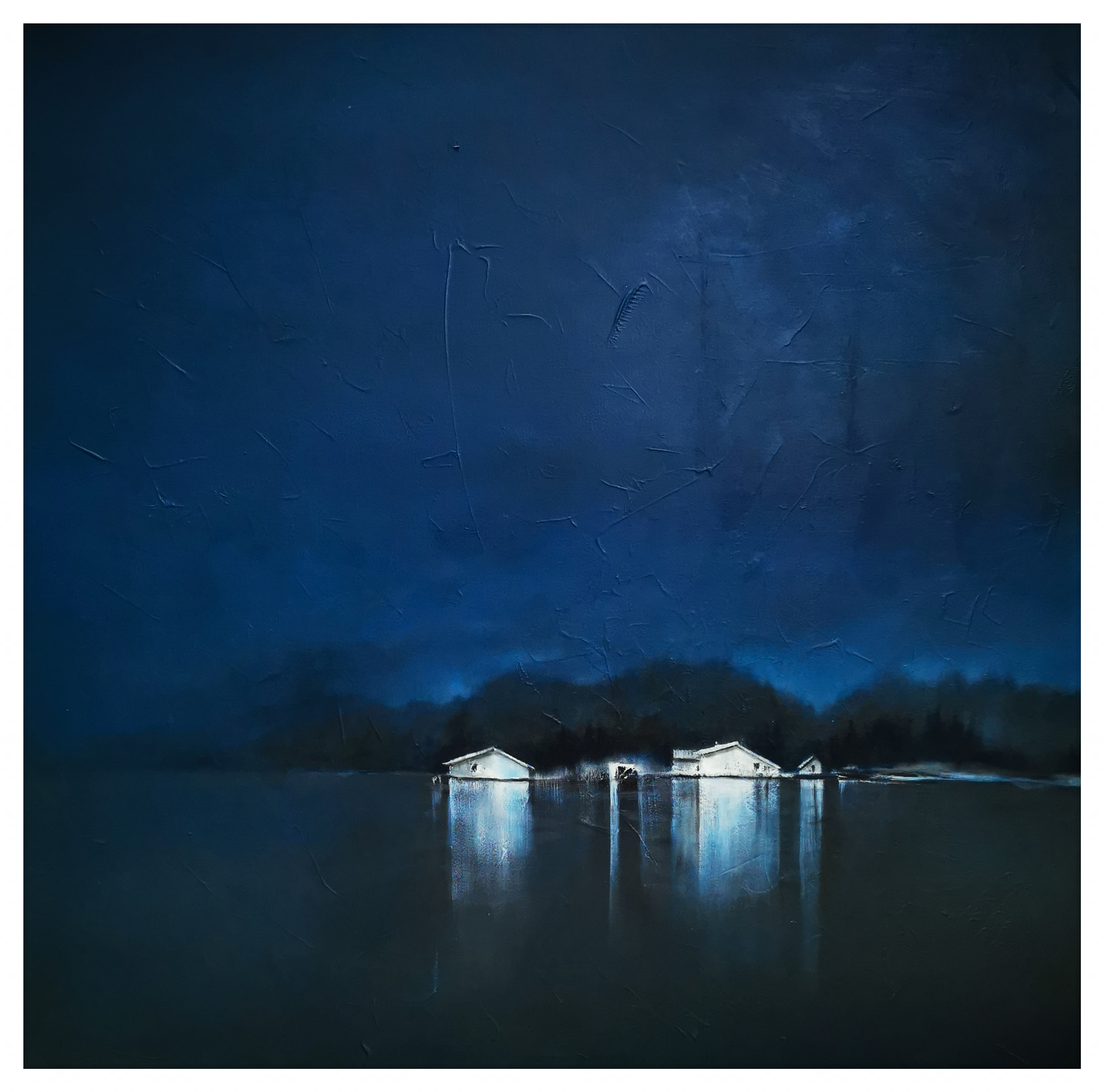 "Wieczorna cisza". Olej na pł&oacute;tnie, 80x80cm. Sprzedany.